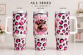 Just a Little Moody Highland Cow 40oz Tumbler with Handle & Straw | Pink Leopard Print Insulated Travel Cup