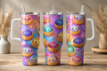 40oz Squishy Dumpling Tumbler with Handle | Cute Stanley Style Insulated Travel Cup with Straw