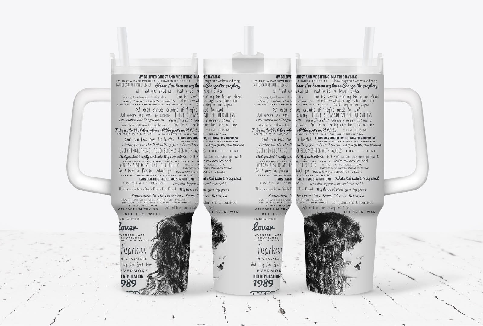 Swiftie Inspired Eras 40oz Tumbler with Handle & Straw | Music Fan Insulated Travel Mug