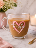 Personalised Name Glass Coffee Mug | Custom Glass | Personalised Gift UK