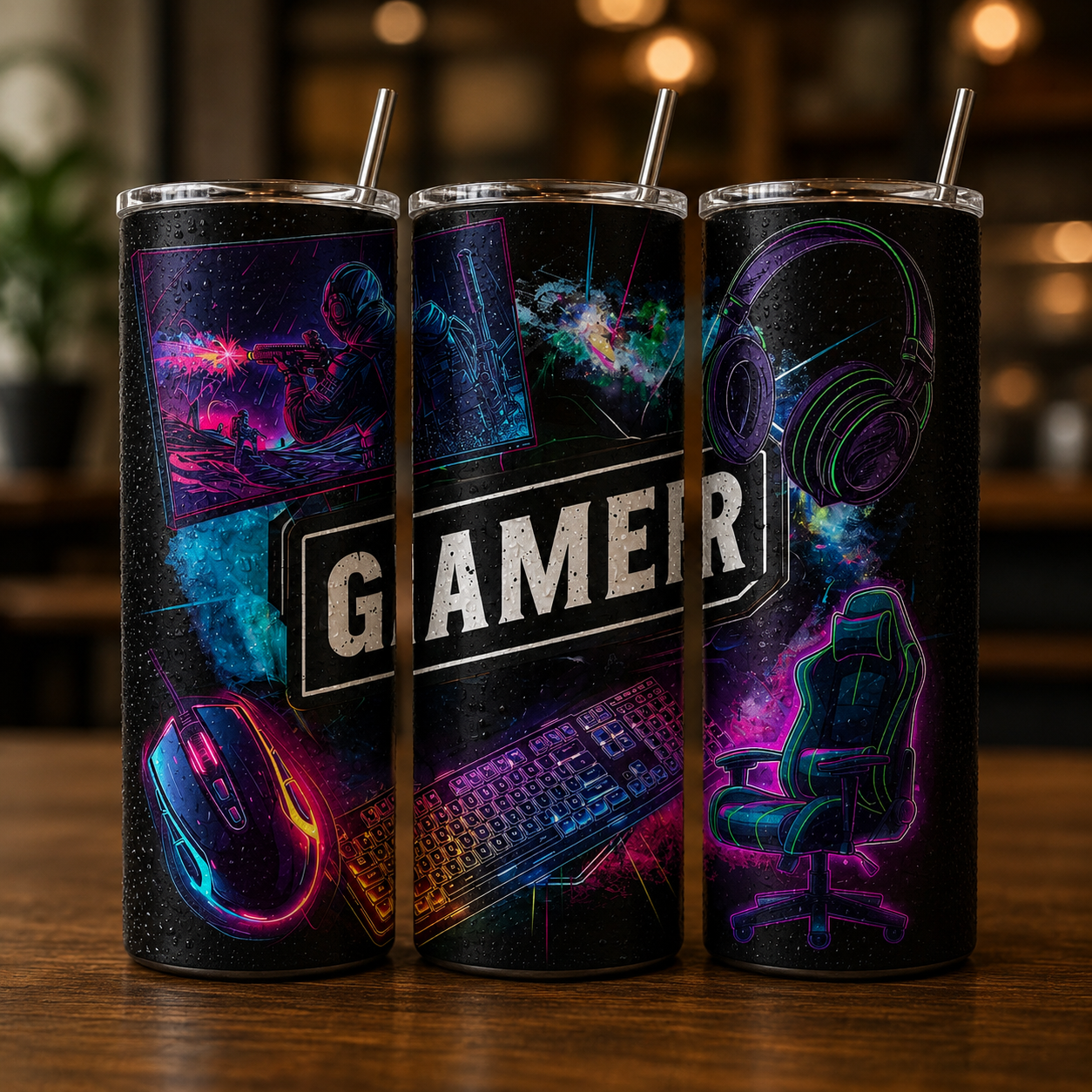 Gaming 20oz Skinny Tumbler | Gamer Stainless Steel Travel Cup