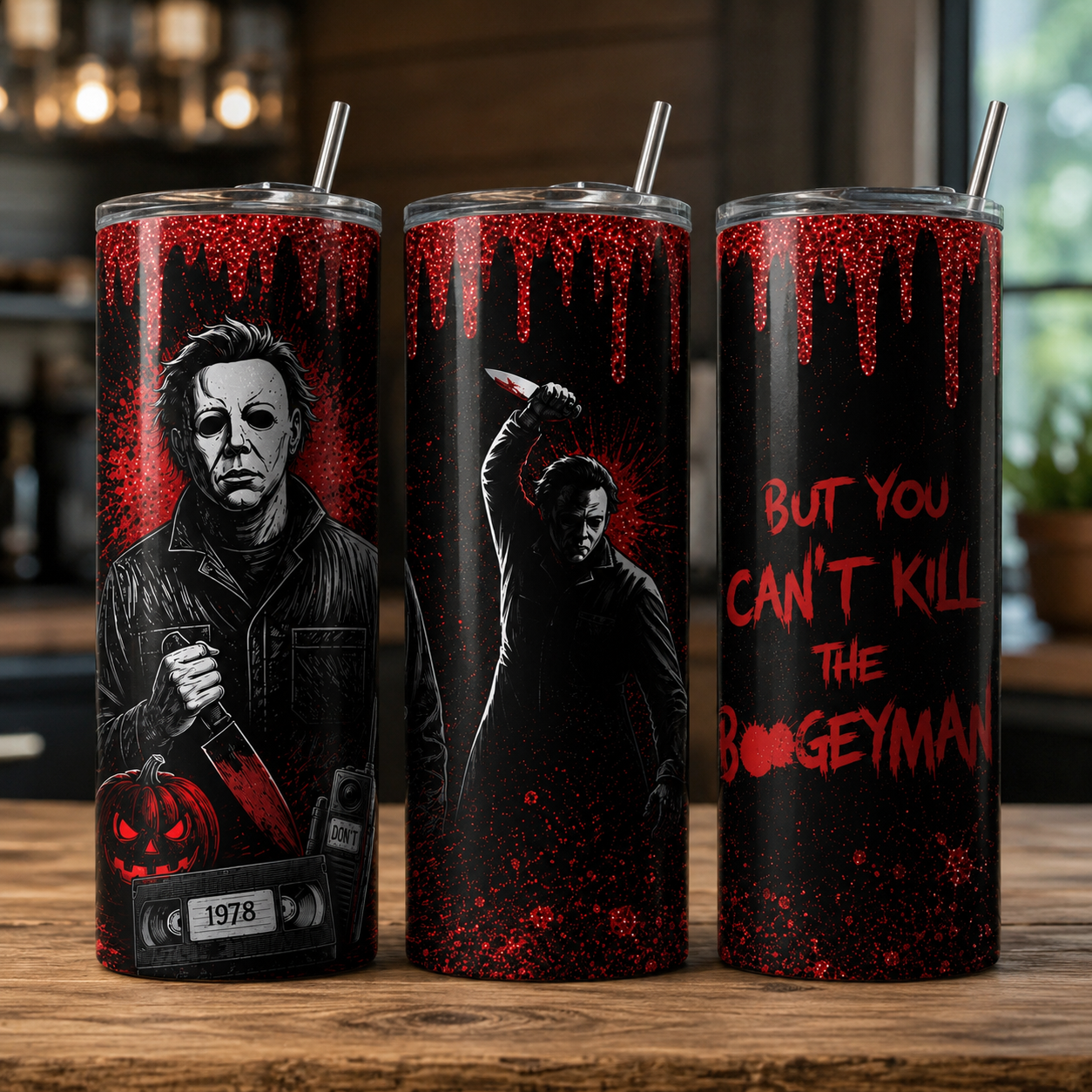 Michael Myers Inspired 20oz Skinny Tumbler | Halloween Horror Stainless Steel Travel Cup