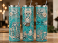 Luxury Blue Ghost Inspired 20oz Skinny Tumbler | Glam Insulated Stainless Steel Travel Cup