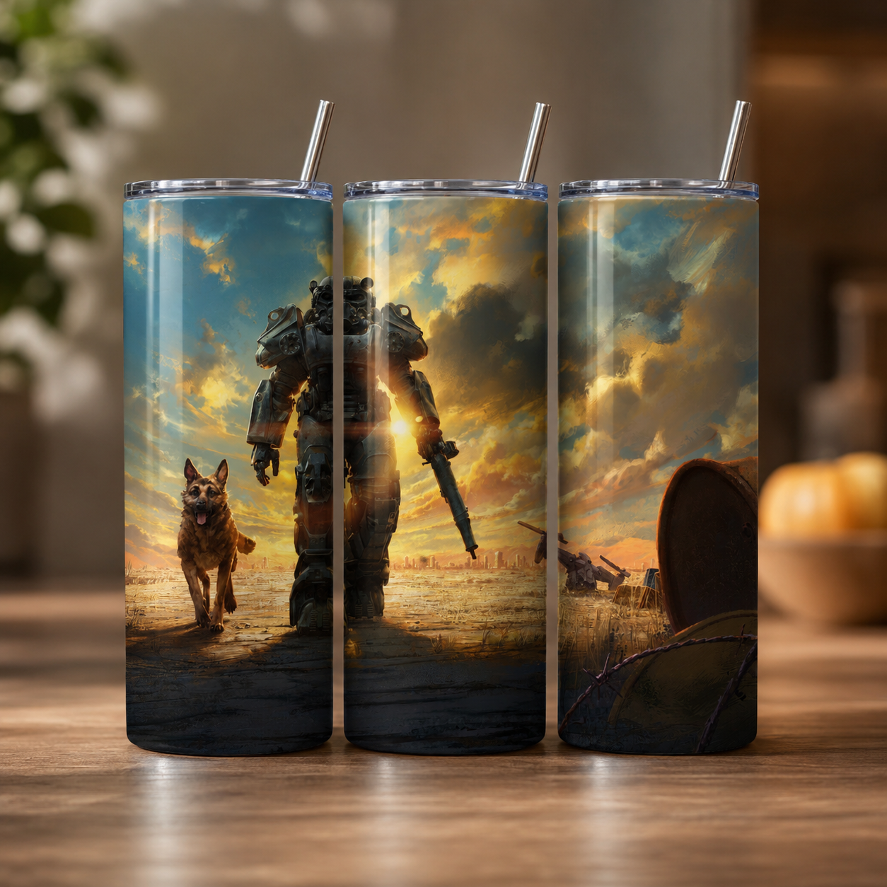 Fallout Inspired 20oz Skinny Tumbler | Vault Boy Gaming Stainless Steel Travel Cup with Straw