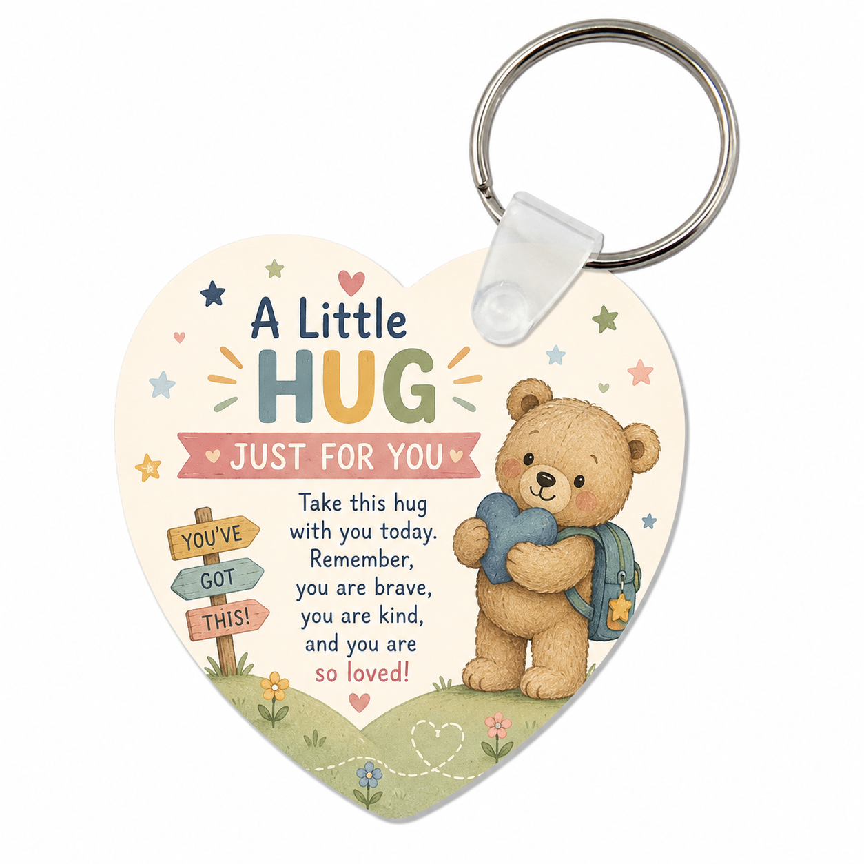 A Little Hug Heart Keyring – First Day of School Comfort Gift for Kids