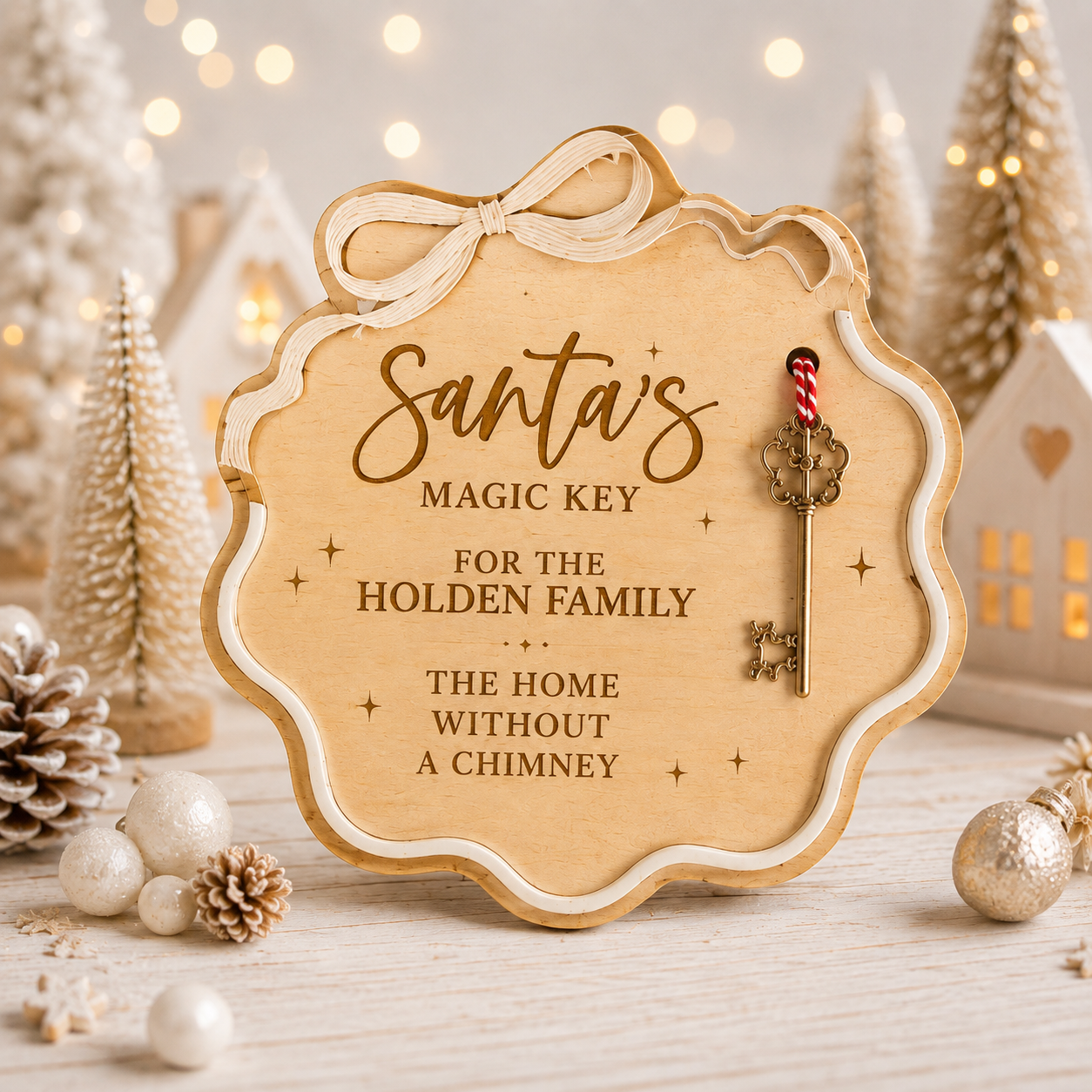 Santa’s Magic Key Wooden Plaque | Christmas Eve Keepsake for Children